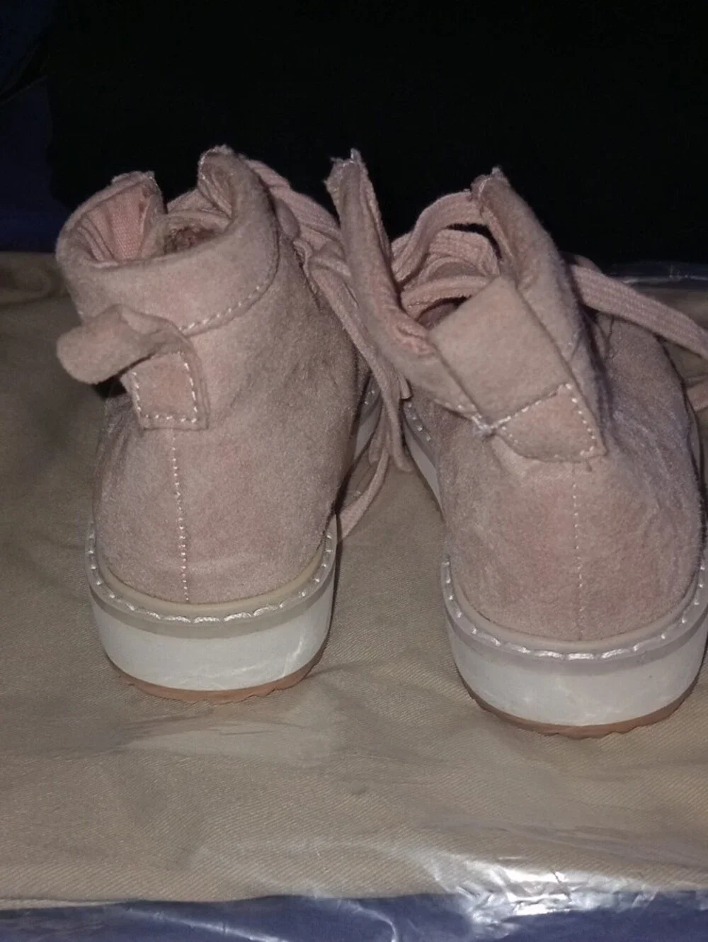 GAP Kids Pink Lace-Up Suede Moccasin Sneakers